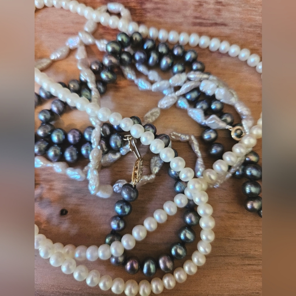 Vintage 3 Strand Small Pearl 14K Jewelry  Lot